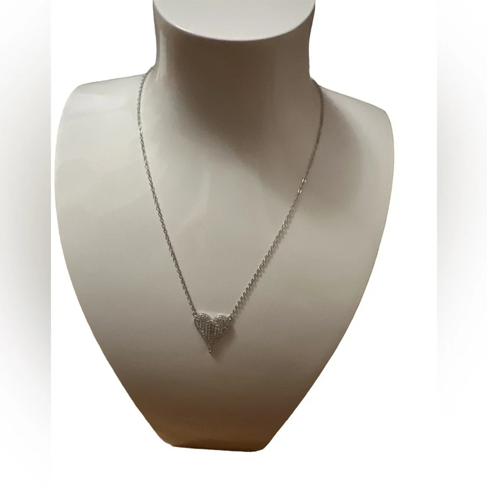 COPY - Silver Pave Heart necklace , 925 Sterling, adjustable chain 16-19”